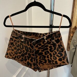 Leopard Print Cow Leather Shorts